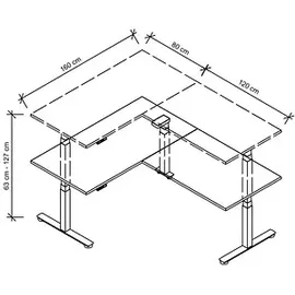 Hammerbacher Winkelschreibtisch XDSMW Ahorn / Silber