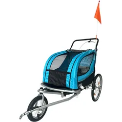 Kinderwagen-Fahrradanhänger für Kinder 2 Sitze mit Handbremse Blau BLAU NO SIZE