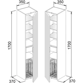 Keuco Edition 11 Hochschrank 35 x 170 x 37 cm Cashmere/Glas Cashmere satiniert