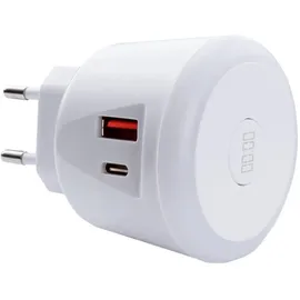 Ecosavers USB Timer Charger USB Ladegerät 20W 1x USB-A, 1x USB-C® Weiß Innenbereich