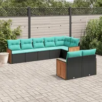 vidaXL Gartensofa-Set 8-tlg. schwarz