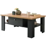 furn.design Couchtisch, Grau, Eiche Wotan, Metall, Nachbildung,Eiche, Uni, Holz Optik, 2 Schubladen, Rechteckig,Rechteckig, eckig, 70x45x110 cm, FSC 100%, Wohnzimmer, Wohnzimmertische, Couchtische