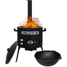 Grillpeter Utschak Asamat mit Kazan aus Gusseisen 12L Schwarz