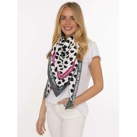 Zwillingsherz Dreieckstuch ZWILLINGSHERZ "Herzen Allover", Damen, pink (grau), Web, Polyester, Modetücher, durchgehendes Herz-Muster mit Schriftzug, glänzende Oberfläche