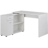 KADIMA DESIGN Schreibtisch mit Regal-Platte: Flexibel aufstellbar, Melaminharz-Beschichtung, Schublade/Tür. Weiß, 120x107x75 cm, | KADIMA DESIGN