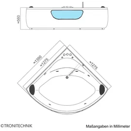 Tronitechnik Paros Whirlpoolbadewanne 135 x 135 cm WP-PAR135