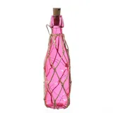 MARELIDA LED Dekoflasche mit Lichterkette Juteseil Leuchtflasche H: 28cm pink