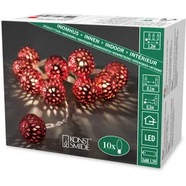 Konstsmide LED Lichterkette Metallbälle 0,9 m Rot