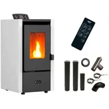 Sannover - Luft- Pelletofen Anita 6,5 kW weiß + Kaminbau-Anschluss-Set