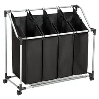 Tectake tectake® Wäschesortierer, auf 4 Rollen mit 2 Feststellbremsen, 4 herausnehmbare Taschen mit Griffen, inklusive Netzablage, 96 x 40 x 83 cm