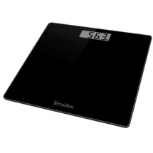 TERRAILLON TSQUARE SCHWARZ- Kompakt und ultraflach 26cm x 26cm-Glasplatte-Großes LCD-Display-Kapazität 180Kg-Graduierung 100g -Schwarz