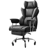 Vevor Chefsessel Bürostuhl Drehstuhl mit hoher Rückenlehne & abnehmbaren Armlehnen, ergonomischer Schreibtischstuhl mit hochelastischem Schaumstoffkissen für Arbeit Arbeitszimmer Spielen Schwarz