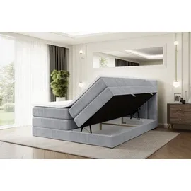 altdecor Boxspringbett mit Matratze und Topper, Polsterbett mit, H3- und H4- Matratzen, Bettkasten, und... - Hellgrau