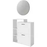 Vicco Orlando 80 x 90 x 25 cm mit Spiegel, 6 Fächer, weiß