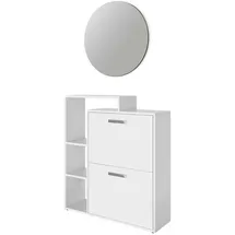 Vicco Orlando 80 x 90 x 25 cm mit Spiegel, 6 Fächer, weiß