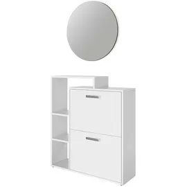 Vicco Orlando 80 x 90 x 25 cm mit Spiegel, 6 Fächer, weiß