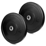 wuuhoo® olympische Hantelscheiben Bruce 50mm, Bumper Plates aus Vollgummi stoßabsorbierend, 2er Set Gewichte für Langhantel Schwarz, Hanteltraining- Fitnessgerät für Zuhause 2 x 15 kg