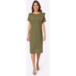Shirtkleid CLASSIC BASICS "Jersey-Kleid", Damen, Gr. 56, Normalgrößen, grün (oliv), Jersey, Single Jersey, 100% Baumwolle, unifarben, lang, Rundhals, Kurzarm, Kleider