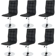 Mendler 6er-Set Esszimmerstuhl HWC-C41, Stuhl Küchenstuhl, höhenverstellbar drehbar, Kunstleder ~ schwarz