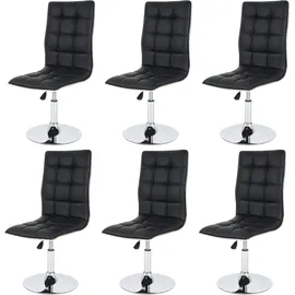 Mendler 6er-Set Esszimmerstuhl HWC-C41, Stuhl Küchenstuhl, höhenverstellbar drehbar, Kunstleder ~ schwarz