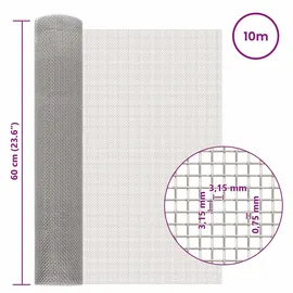 vidaXL Maschendrahtzaun 60 x 1000 cm Silber/Edelstahl