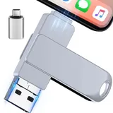 USB Stick 256gb 3-in-1 mit USB-C Adapter, Externer Speicherstick für Phone, Android, Pad, PC und Laptop – Schnelles Daten- und Foto-Backup, kompatibel mit iOS und Android,(Grau)