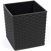 MultiProject Quadrat Blumentopf Rattan Optik aus Kunststoff 4 Größen 5 Farben (30 cm x 30 cm/Höhe 31 cm, Schwarz)