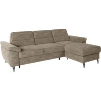 Ecksofa SIT & MORE "Sorano L-Form" Sofas Gr. B/H/T: 250cm x 88cm x 161cm, Struktur grob, Recamiere rechts, mit Bettfunktion-mit Bettkasten, braun (cappuccino) wahlweise mit Bettfunktion und Bettkasten