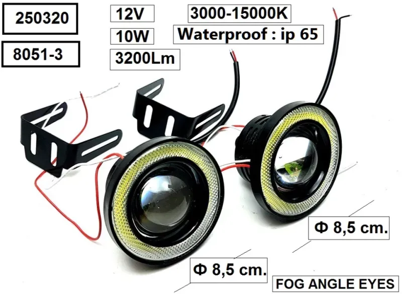 LED-Halogen-Lupen, Tagfahrlichter, 8,5 cm, Engelsaugen, 2 Stück