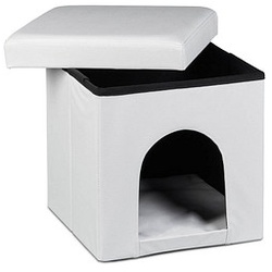 relaxdays Sitzhocker mit Hundebox weiß 38,0 x 38,0 x 38,0 cm