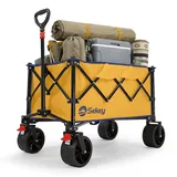 Sekey Campingwagen Faltbar Bollerwagen mit Breiten Reifen 150KG 135L Gelb