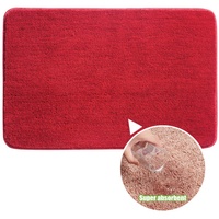 Treer Badezimmermatte Weicher Saugfähig Badezimmerteppich, Mikrofaser Beflockung Einfarbig Badematten Antirutsch Badvorleger Fußmatte Schlafzimmer Bodenmatte (Rot,80x120cm)