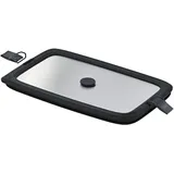 Rösle Edelstahldeckel FLEXX 2GO 1,5 L eckig mit Clips für Lunchbox, Silikonrand, aromadicht, Silikonventil, silberfarben/schwarz