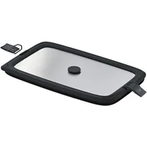 Rösle Edelstahldeckel FLEXX 2GO 1,5 L eckig mit Clips für Lunchbox, Silikonrand, aromadicht, Silikonventil, silberfarben/schwarz