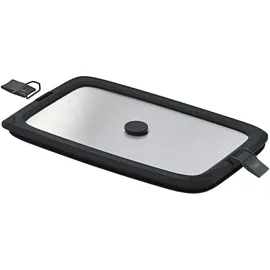 Rösle Edelstahldeckel FLEXX 2GO 1,5 L eckig mit Clips für Lunchbox, Silikonrand, aromadicht, Silikonventil, silberfarben/schwarz