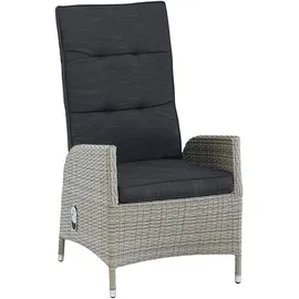 Konifera Garten-Essgruppe KONIFERA "Alva", schwarz (schwarz, natur,), B:62cm H:112cm T:65cm, Sitzmöbel-Sets, Aluminium, Polyrattan, Rückenlehnen stufenlos verstellbar, Grau