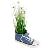 I.GE.A. Kunstpflanze Grasbusch mit Margeriten im Turnschuh, I.GE.A., Höhe 43 cm blau