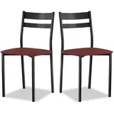 ASTIMESA Küchenstuhl aus Metall mit offener Rückenlehne, Bordeaux, 55 x 45 x 40 cm