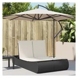 vidaXL Doppel-Sonnenliege mit Kissen Schwarz Poly Rattan