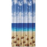 EDLER Textil Duschvorhang 240 x 200 cm "Seesterne & Muscheln am Strand" Blau Braun Creme Weiss inkl. Ringe