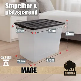 BigDean Aufbewahrungsbox 80 L 4-tlg. transparent/weiß