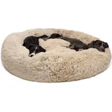 DHGTEP Weiches Hundebett Kuscheliges Haustierbett Korb Donut Hundehöhle Kuschelkissen Warmes Bequemes Hundesofa für Mittlere und Große Hunde (Color : Beige, Size : 120cm)