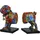 Casablanca modernes Design Casablanca Deko 1 Paar Buchstützen CD Ständer - Tierfigur Mops Hundefigur mit Halsband Glocke - Design: Street Art Graffiti Rosen - Mehrfarbig Gesamtlänge 22,5 cm