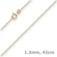 Schmuck Krone Goldkette 1,2mm Ankerkette flach aus 585 Gelbgold 42cm, Gold 585 goldfarben