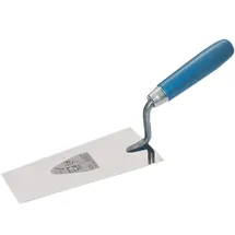 Haromac Berner Putzkelle, 160 mm, Made in Germany, Rostfrei, Edelstahl, Holzgriff in blau, kleine Maurerkelle, Schmiermännchen, Stuckkelle, Stuckateurkelle