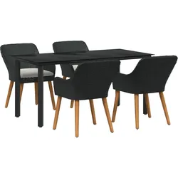 vidaXL 5-teiliges Garten Esstischset Schwarzes Poly-Rattan