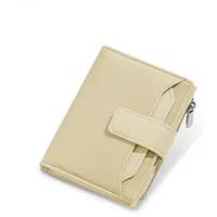 SUNAVY Kleine Geldbörse Damen Kleiner Geldbeutel Damen PU Leder Portemonnaie Damen mit Münzfach RFID Blocker Portmonee Damen Klein Viele Fächer Einfach Damen Brieftasche (Beige)