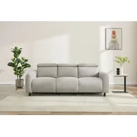 3-Sitzer HOME AFFAIRE "SKAANE Struktur-Sofa, 229 cm, manuelle-u. elektrische Relaxfunktion", grau (hellgrau), B:229cm H:100cm T:100cm, 100% Polyester, Sofas, Relax-Funktion in 2 Sitzen, Kopfteilverstellung, Federkernpolsterung