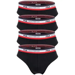 Slip FILA "Slip 4er Pack", Herren, Gr. L, schwarz, Obermaterial: 95% Baumwolle CO. 5% Elasthan EL., Unterhosen Slip