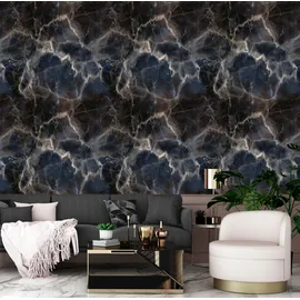 Queence Vinyltapete Marmor 90x300 cm 0 g schwarz 34193